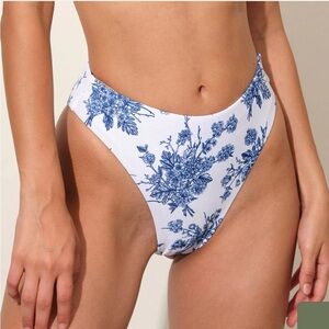 Floral Blue and White Bikini Bottom
